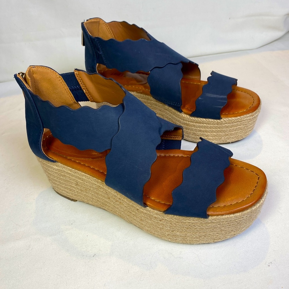 Indigo Rd. Haper Platform Espadrille Sandals Blue Size 6